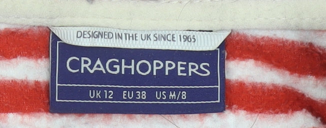 Craghoppers Women Red White Striped 1/2 Zip Sweatshirt UK 12 Polyester