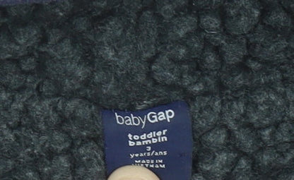 GAP Boys Blue Full Zip Hoodie 3-4 Years Logo Fleece Lined