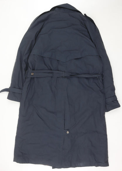 Debenhams Unisex Blue Trench Coat M Long Belted Lined Classic