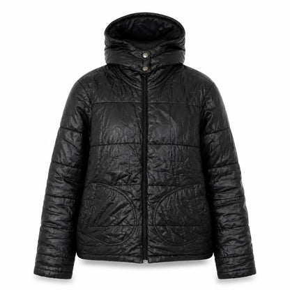 Lee Women’s Black Puffer Jacket Size S Hooded Quilted Outerwear