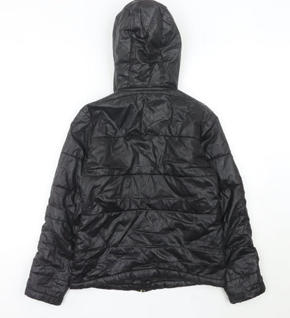 Lee Women’s Black Puffer Jacket Size S Hooded Quilted Outerwear
