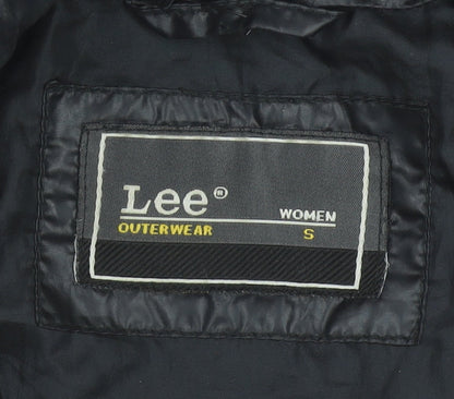 Lee Women’s Black Puffer Jacket Size S Hooded Quilted Outerwear