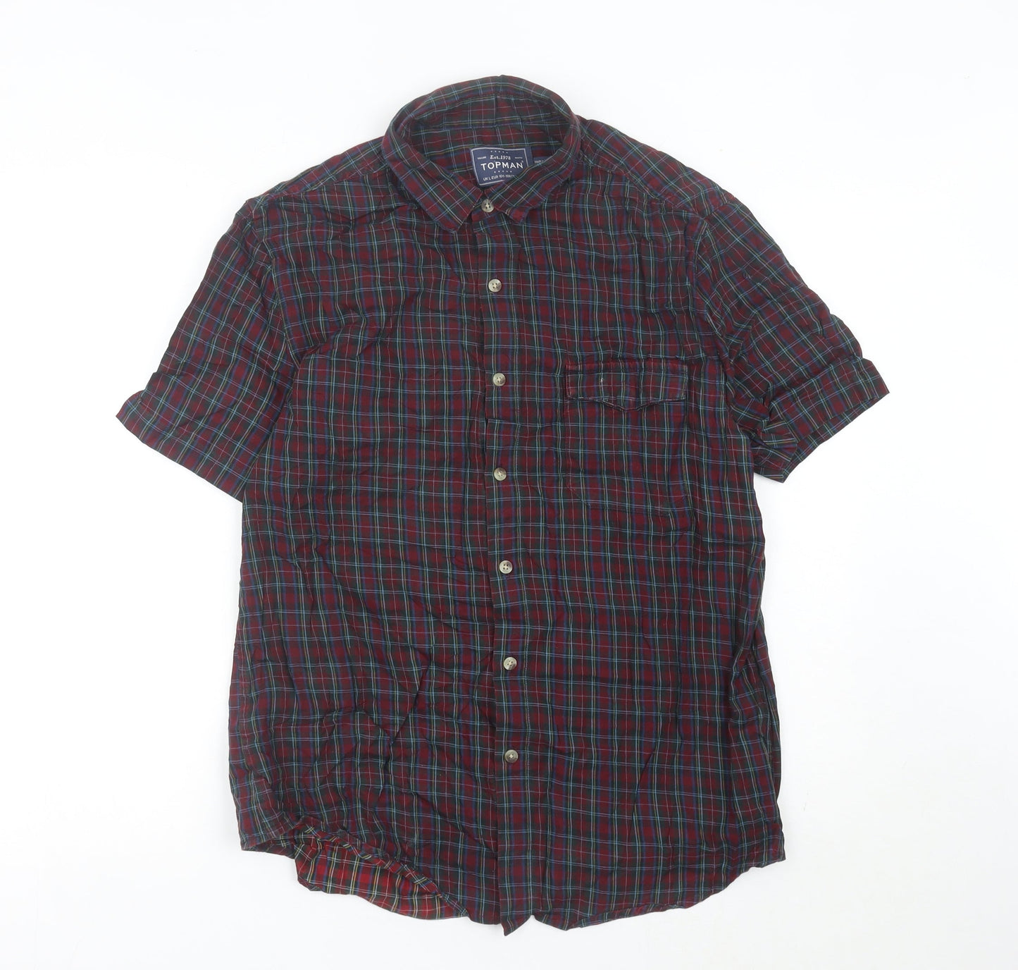 Topman Men's Multicoloured Check Button-Up Shirt L Classic