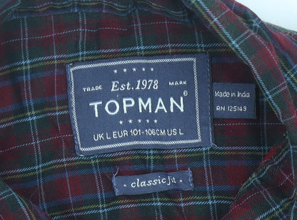 Topman Men's Multicoloured Check Button-Up Shirt L Classic