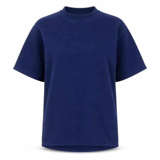 Front view of Rohan unisex blue small warm t-shirt fleece short sleeve casual top
