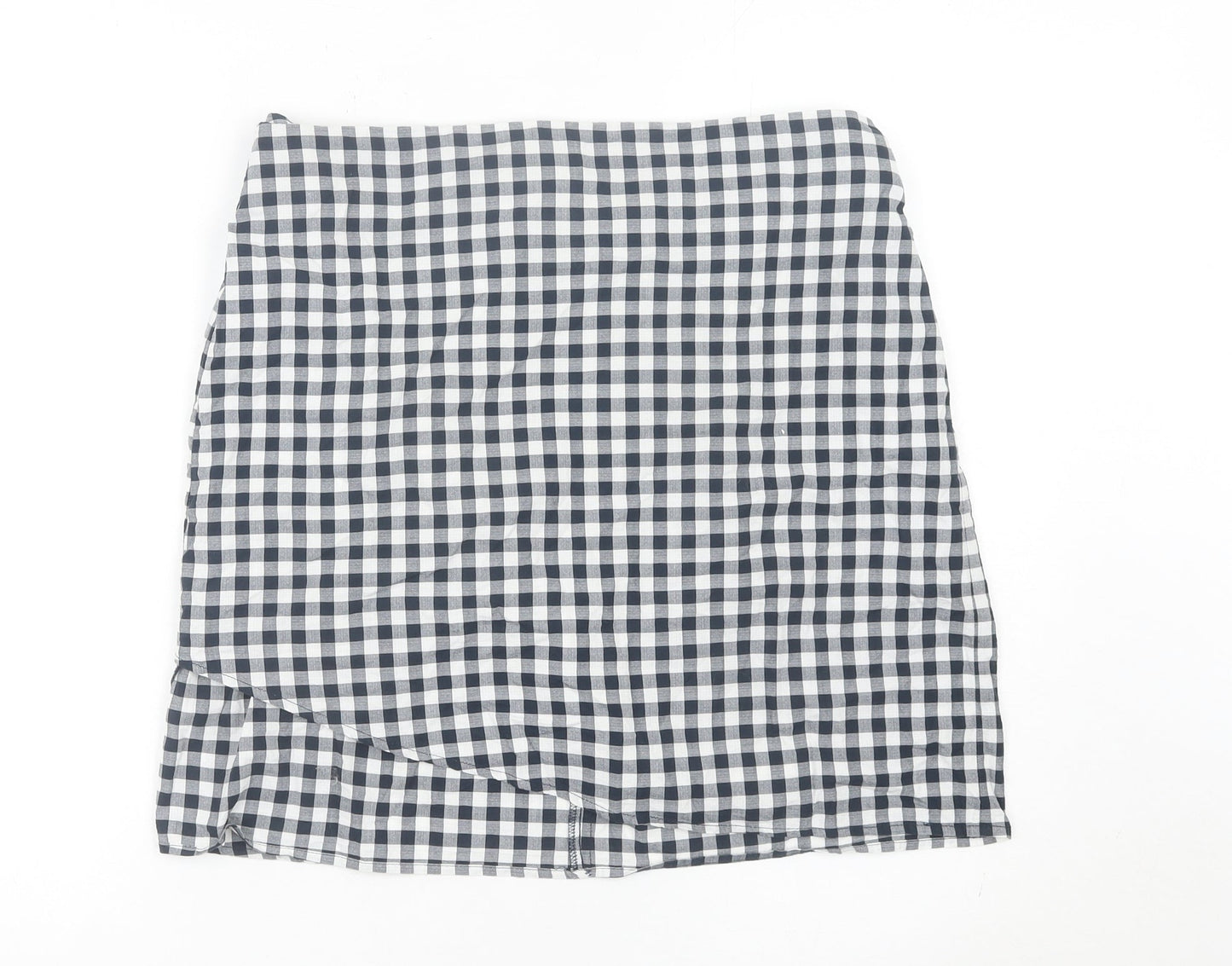 LOFT Women’s Black Check Wrap Skirt Size 12 Cotton Preppy Style