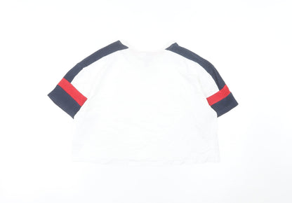 H&M Divided Women White Colourblock Cropped T-Shirt Size S