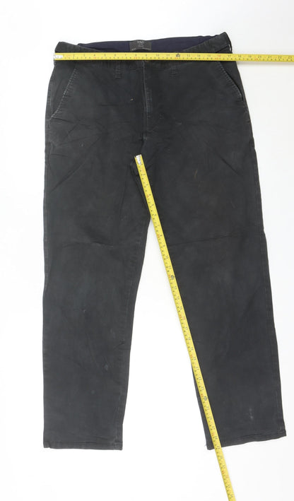 Marks and Spencer Mens Black Chino Trousers Size L 36W 31L