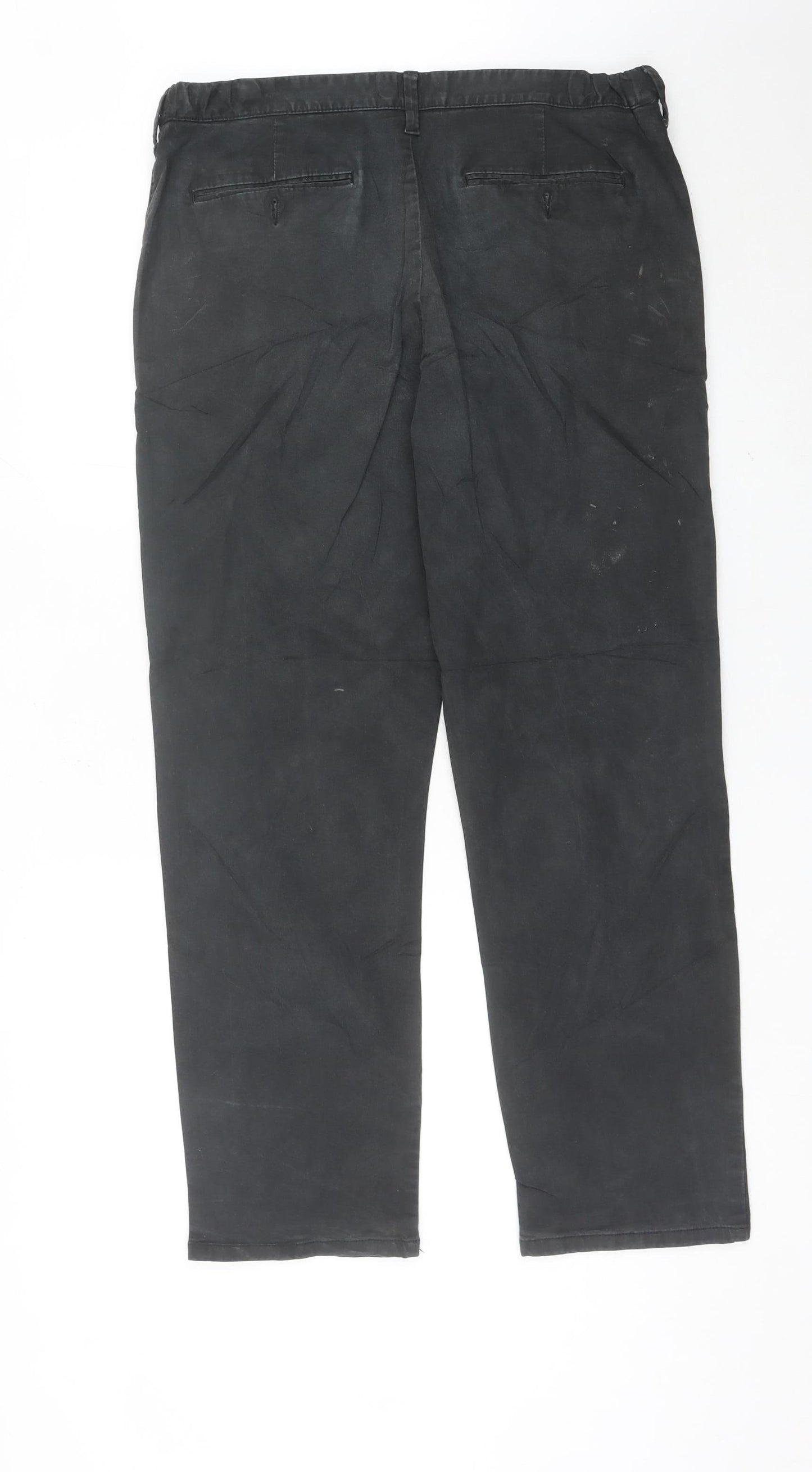 Marks and Spencer Mens Black Chino Trousers Size L 36W 31L