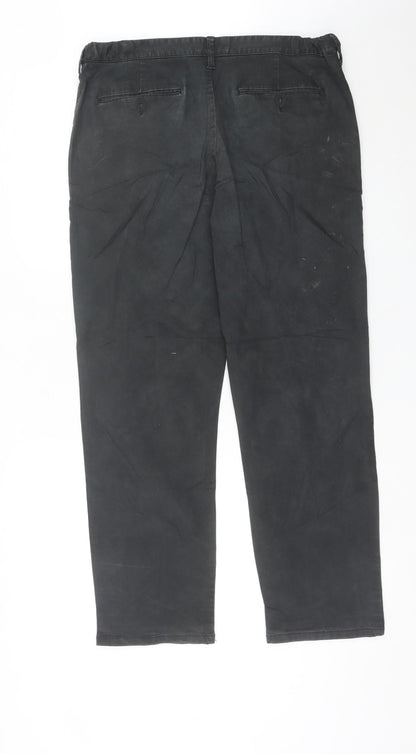 Marks and Spencer Mens Black Chino Trousers Size L 36W 31L