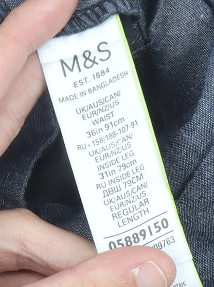 Marks and Spencer Mens Black Chino Trousers Size L 36W 31L