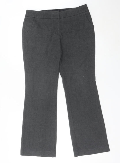 Next Womens Grey Size 10 Dress Pants Straight Leg Trousers