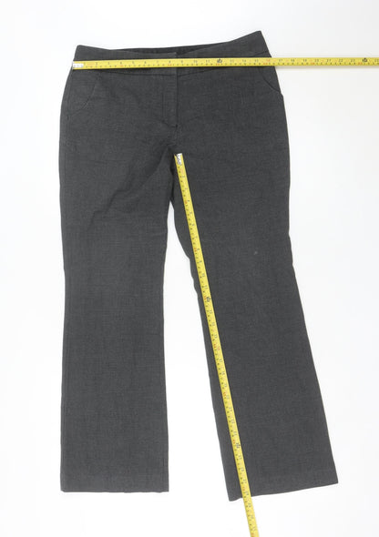 Next Womens Grey Size 10 Dress Pants Straight Leg Trousers