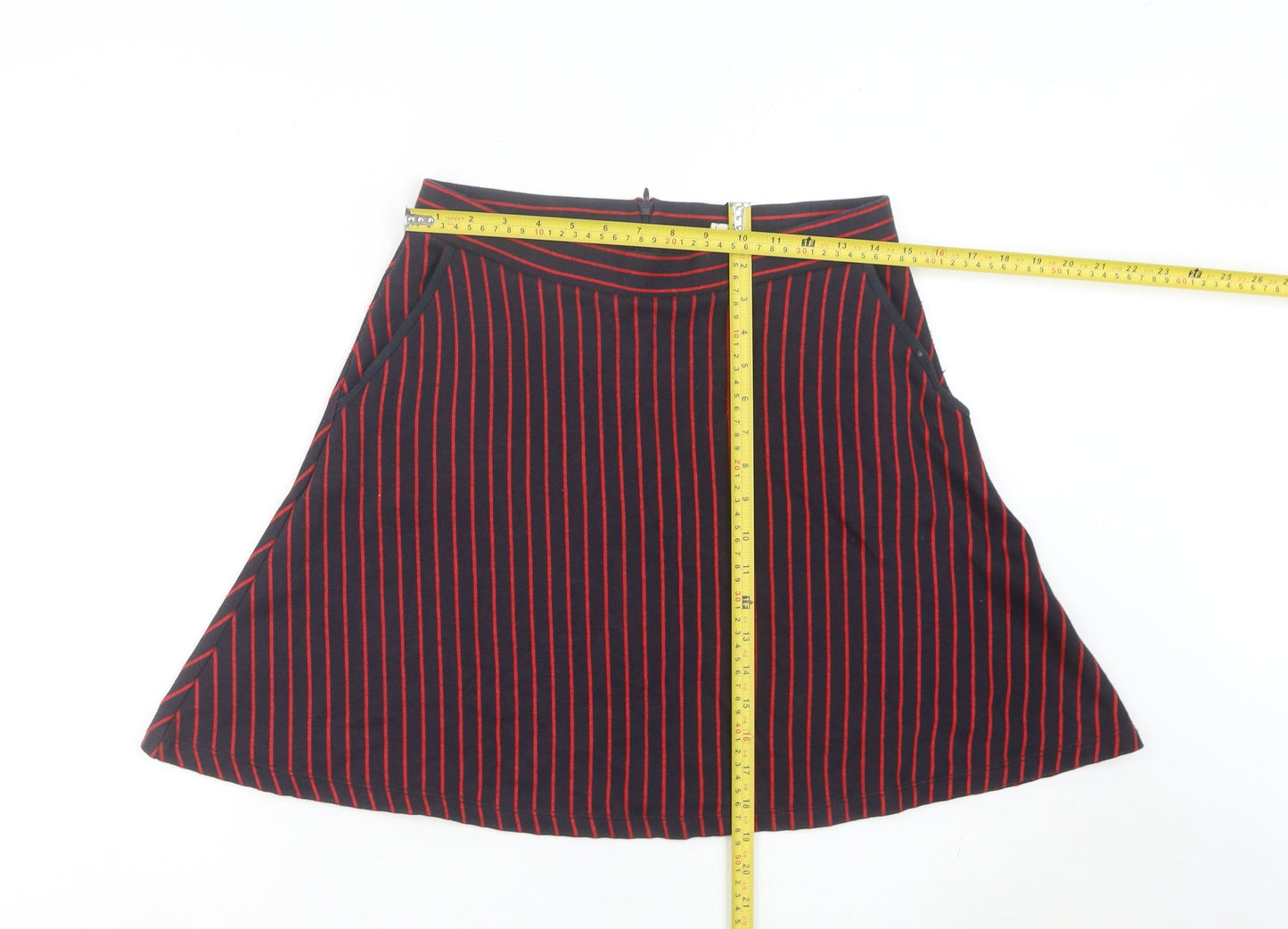 Esprit Women’s Black Red Striped A-Line Skirt M Knit Casual Work