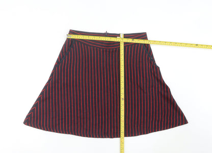 Esprit Women’s Black Red Striped A-Line Skirt M Knit Casual Work