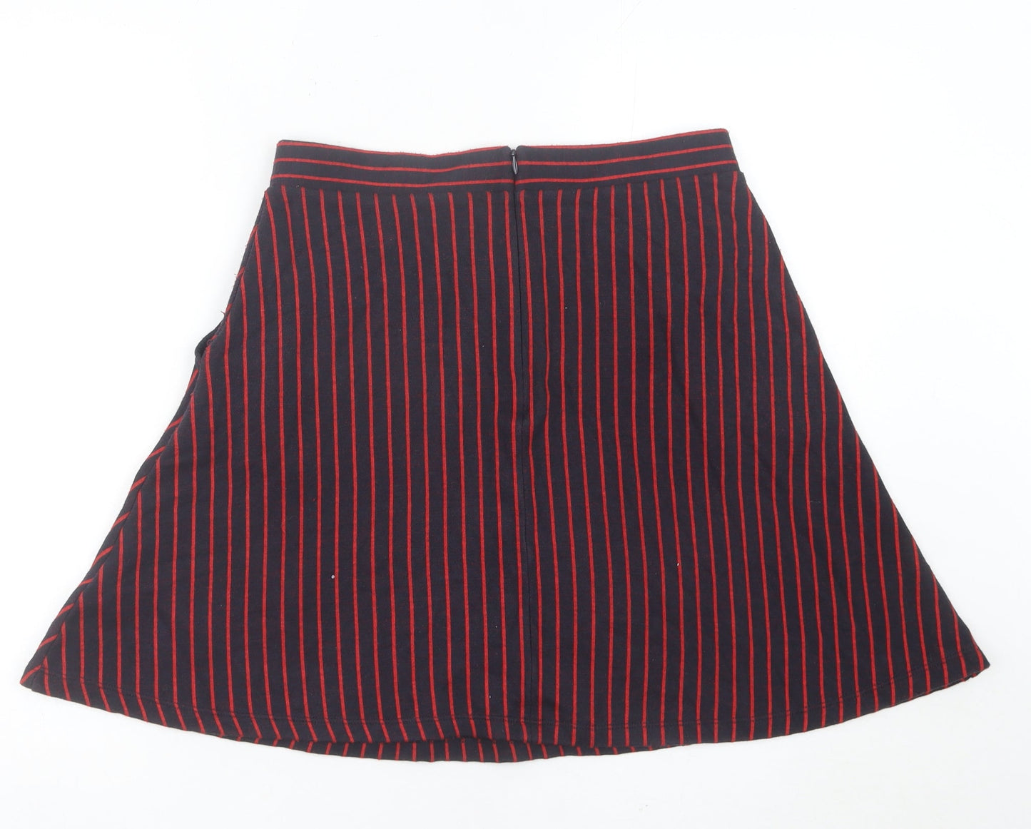 Esprit Women’s Black Red Striped A-Line Skirt M Knit Casual Work