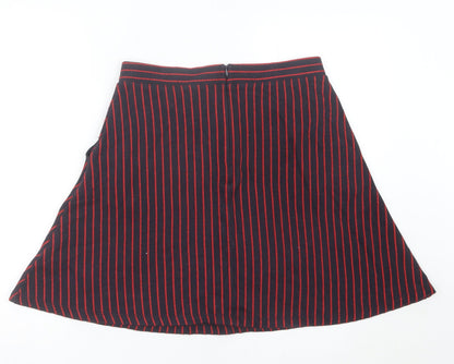 Esprit Women’s Black Red Striped A-Line Skirt M Knit Casual Work