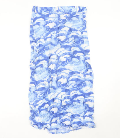 Monki Womens Blue Midi Viscose Skirt Size 10 Straight Boho Casual