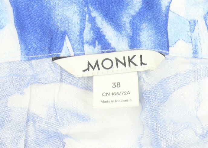 Monki Womens Blue Midi Viscose Skirt Size 10 Straight Boho Casual