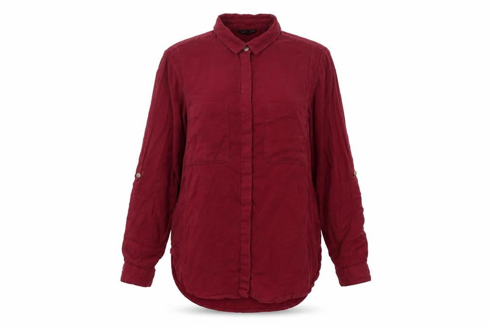 Womens UK Size 10 Warehouse Red Basic Button-Up