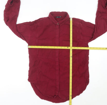 Womens UK Size 10 Warehouse Red Basic Button-Up