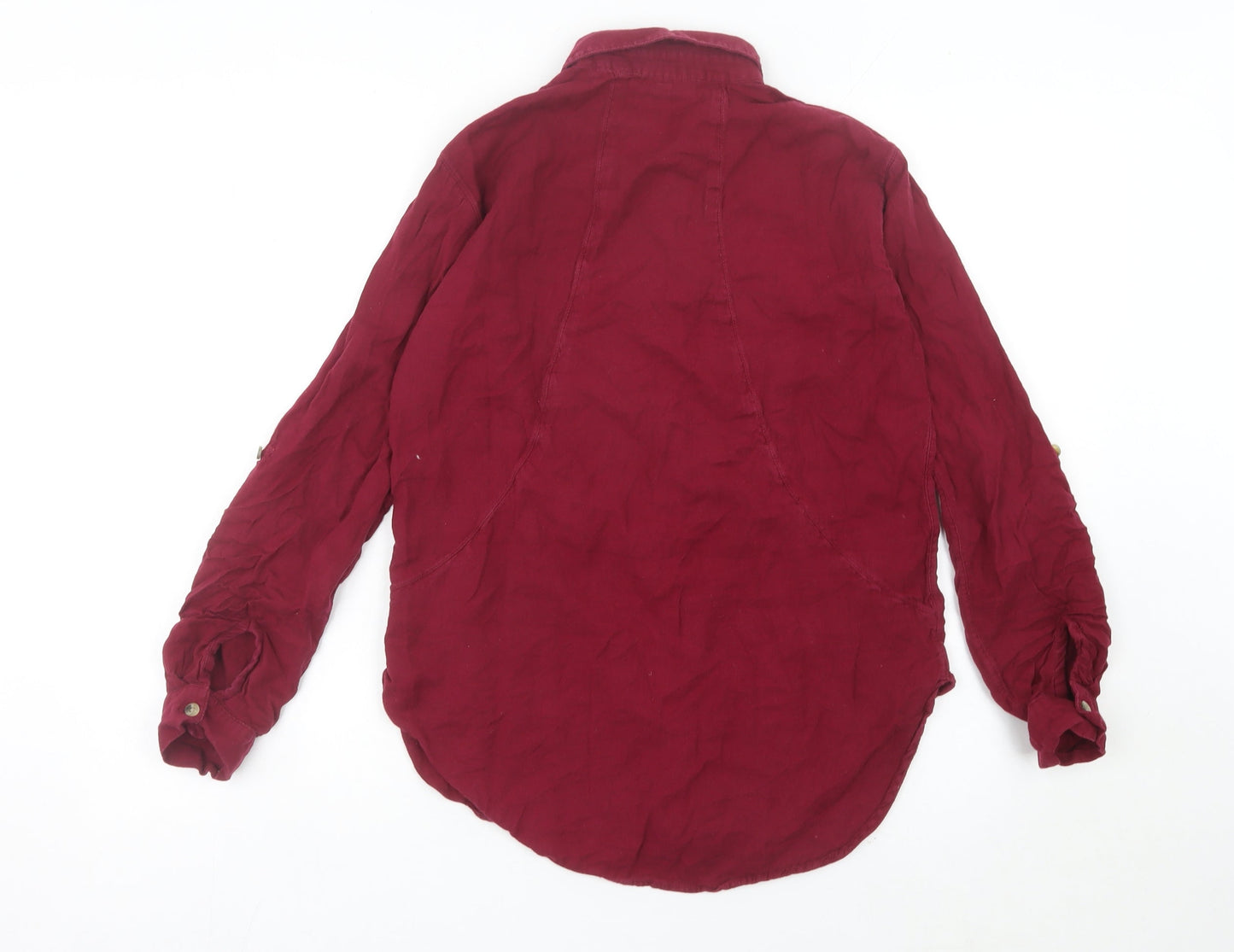 Womens UK Size 10 Warehouse Red Basic Button-Up