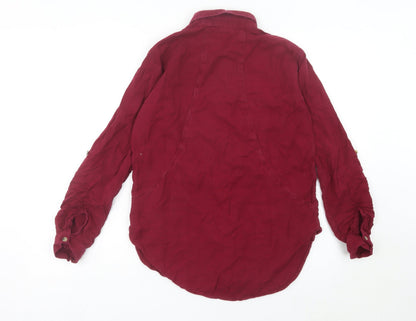 Womens UK Size 10 Warehouse Red Basic Button-Up