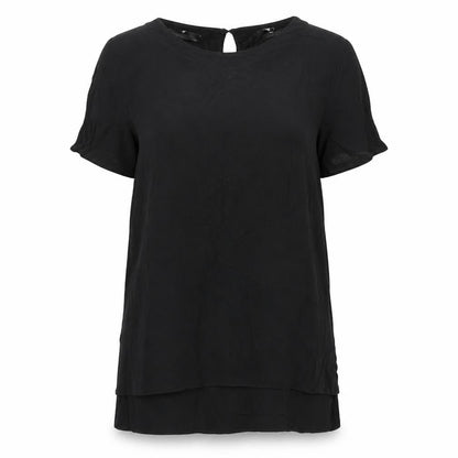 New Look Women’s Black Blouse Size 6 Short Sleeve Viscose Top