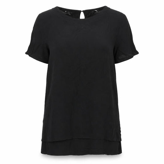 New Look Women’s Black Blouse Size 6 Short Sleeve Viscose Top