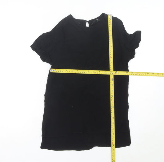 New Look Women’s Black Blouse Size 6 Short Sleeve Viscose Top