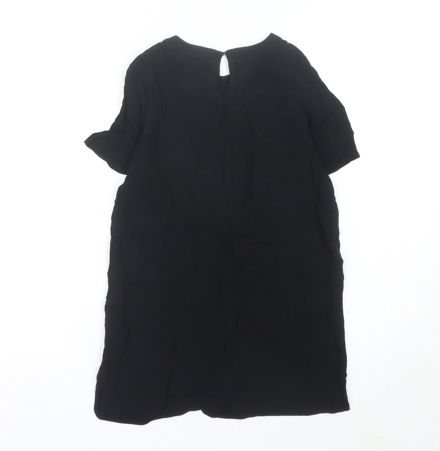 New Look Women’s Black Blouse Size 6 Short Sleeve Viscose Top