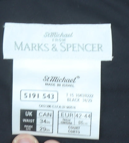 Marks and Spencer Men’s Black 34x29 Pleated Wool Blend Dress Pants