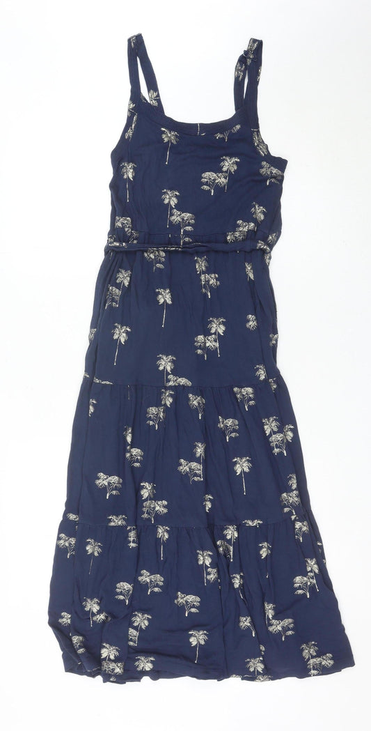 Fat Face Women’s Blue Tropical Print Viscose Midi Maxi Dress Size 8