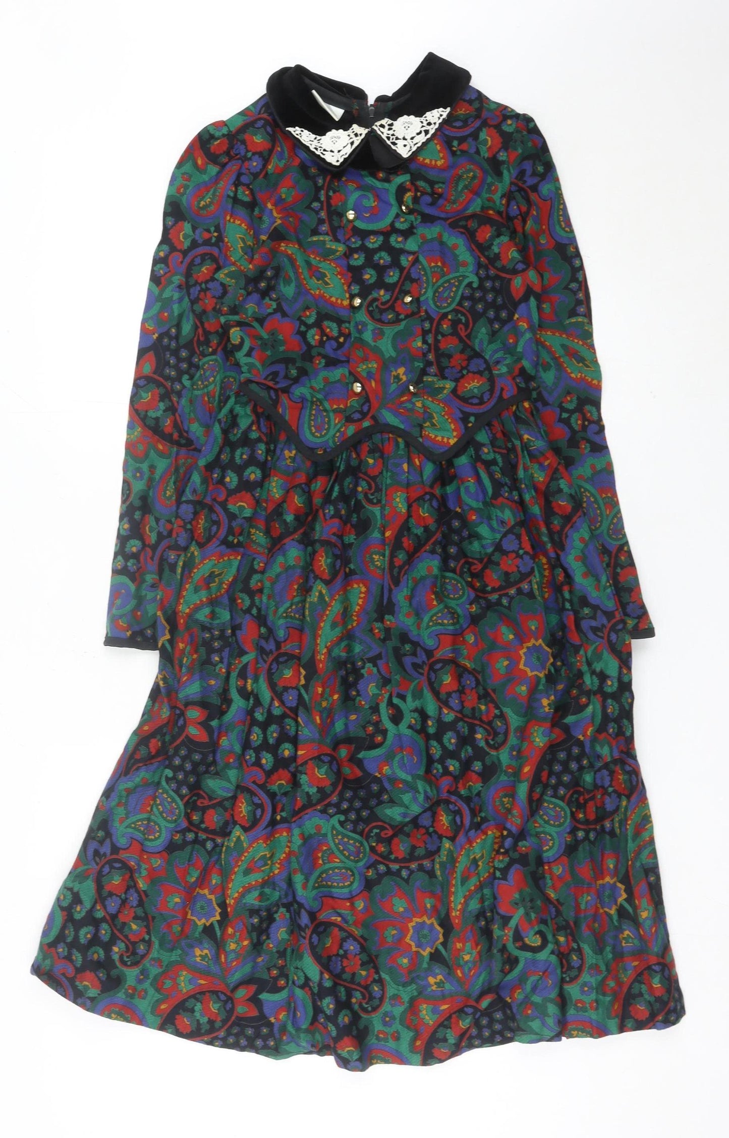 Irene Renee Girls Multicoloured Paisley Shirt Dress Age 12 Cotton Modal