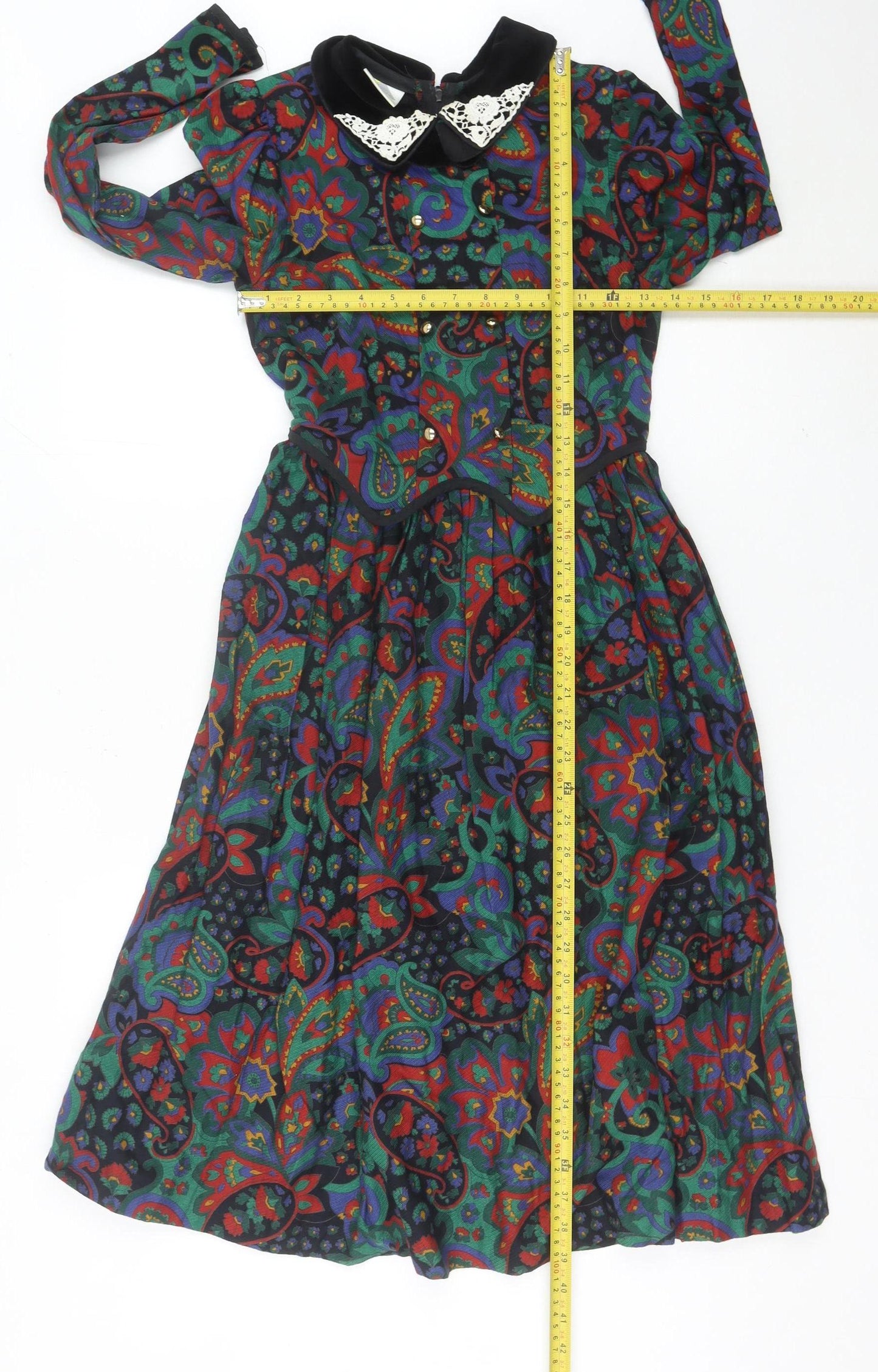 Irene Renee Girls Multicoloured Paisley Shirt Dress Age 12 Cotton Modal