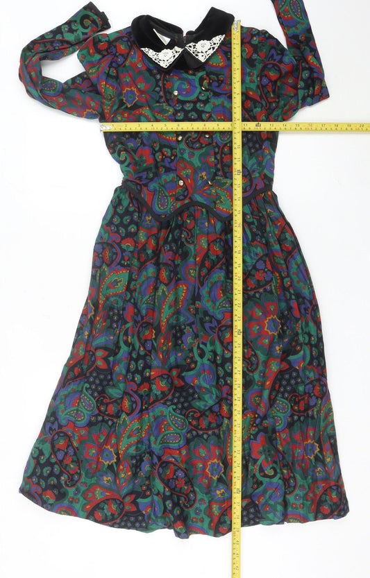 Irene Renee Girls Multicoloured Paisley Shirt Dress Age 12 Cotton Modal