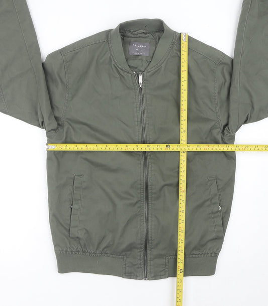 Primark Men’s Green Bomber Jacket Small Casual Zip Up