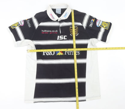 ISC Hull F.C. Rugby Polo Shirt Men Black XL Striped Sports Top