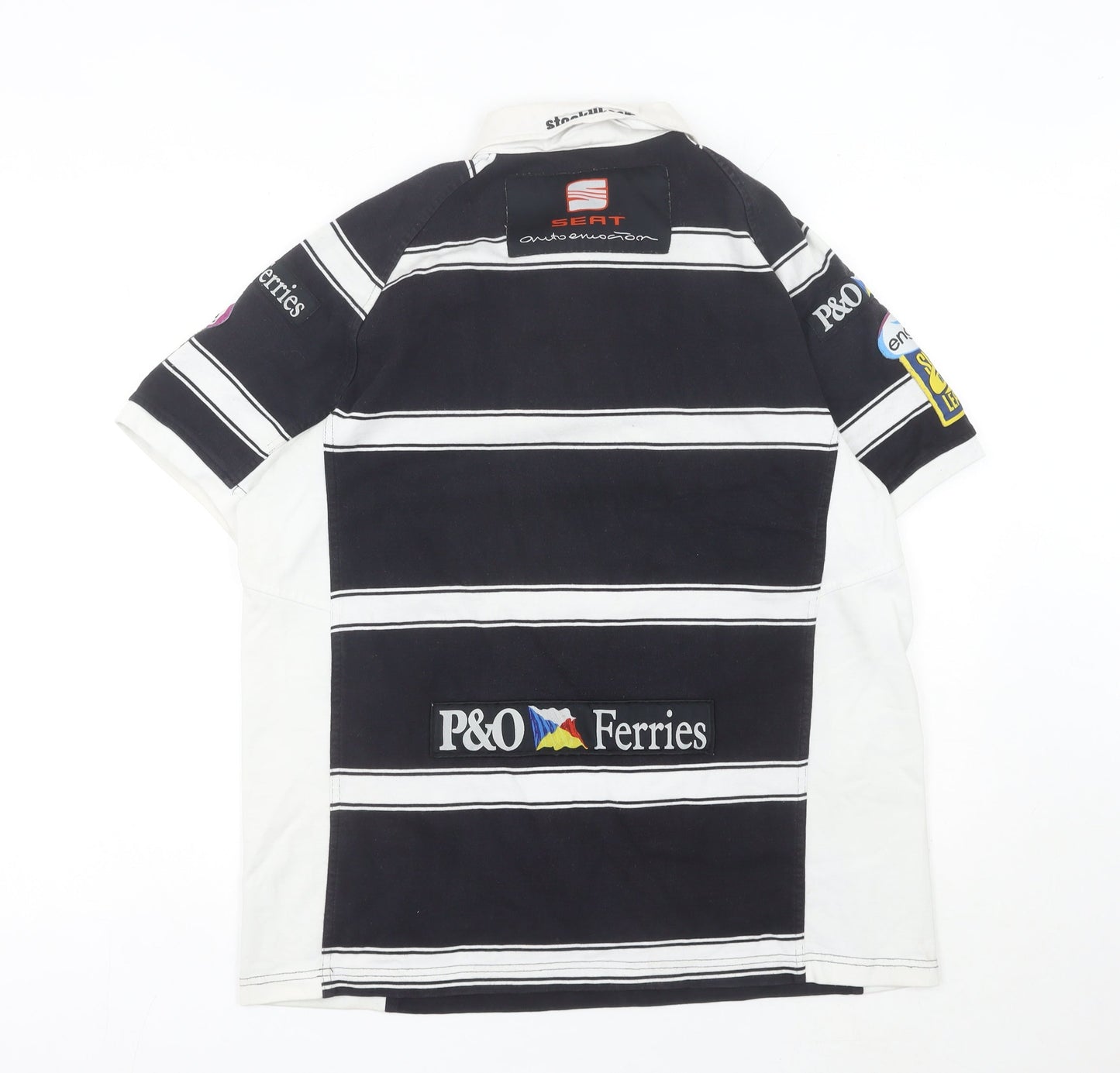 ISC Hull F.C. Rugby Polo Shirt Men Black XL Striped Sports Top