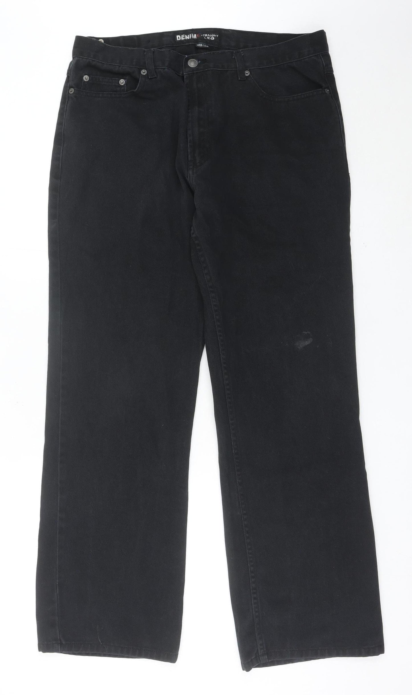 Denim Co Mens Black Straight Leg Jeans W36 L32 Regular Fit