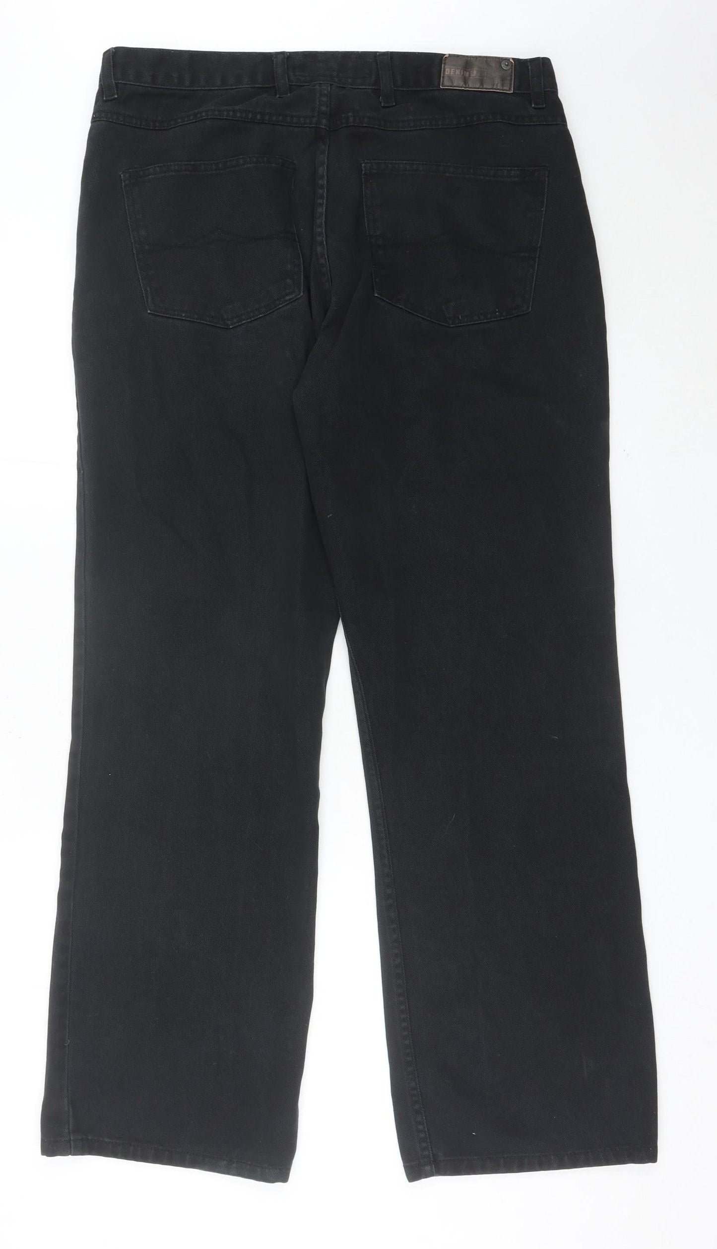 Denim Co Mens Black Straight Leg Jeans W36 L32 Regular Fit