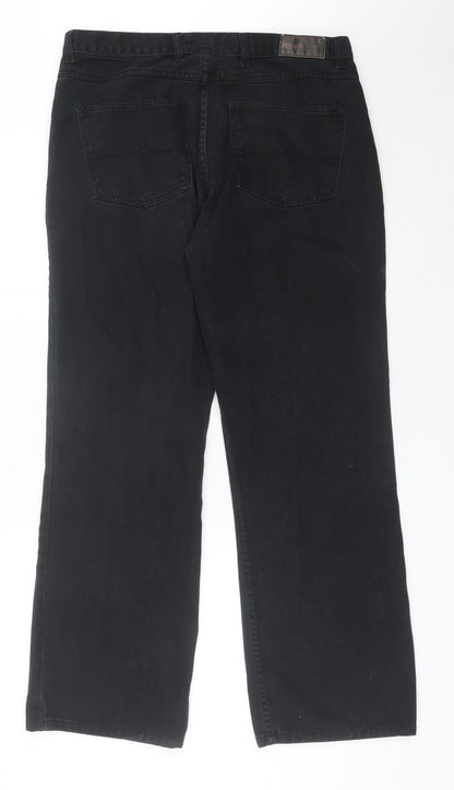 Denim Co Mens Black Straight Leg Jeans W36 L32 Regular Fit