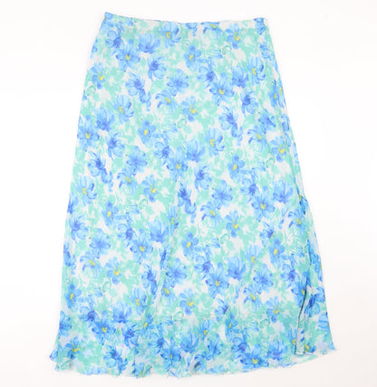 Autonomy Womens Blue Floral Midi A-Line Skirt Size 16