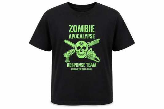 Gildan Boys Black Zombie Apocalypse Graphic T-Shirt Size L Crew Neck