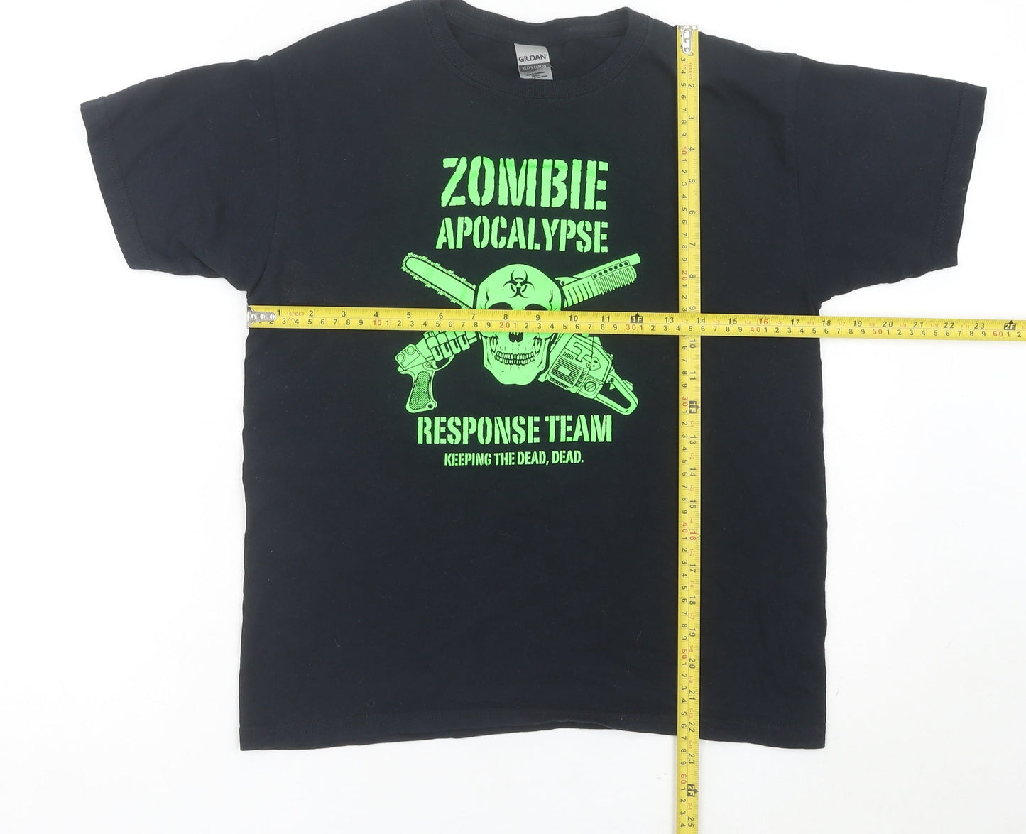 Gildan Boys Black Zombie Apocalypse Graphic T-Shirt Size L Crew Neck