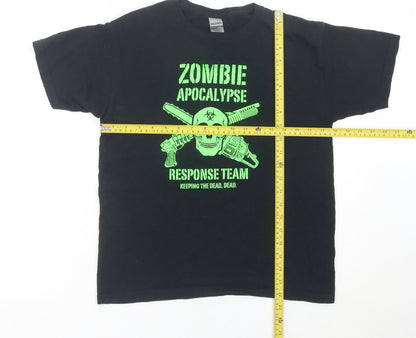 Gildan Boys Black Zombie Apocalypse Graphic T-Shirt Size L Crew Neck