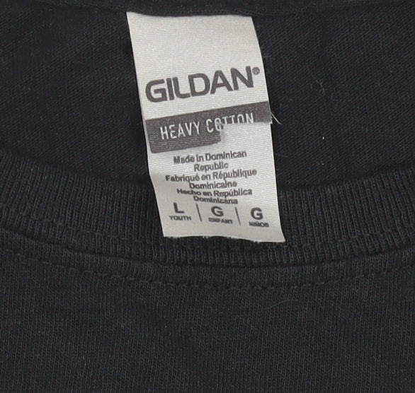 Gildan Boys Black Zombie Apocalypse Graphic T-Shirt Size L Crew Neck