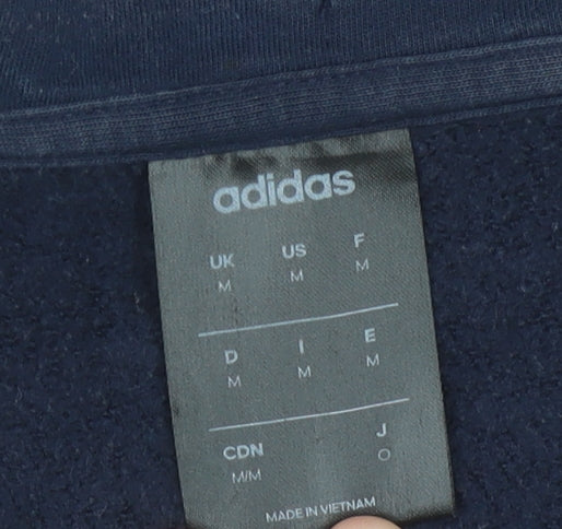 Mens UK Size M adidas Blue Full Zip Hoodie