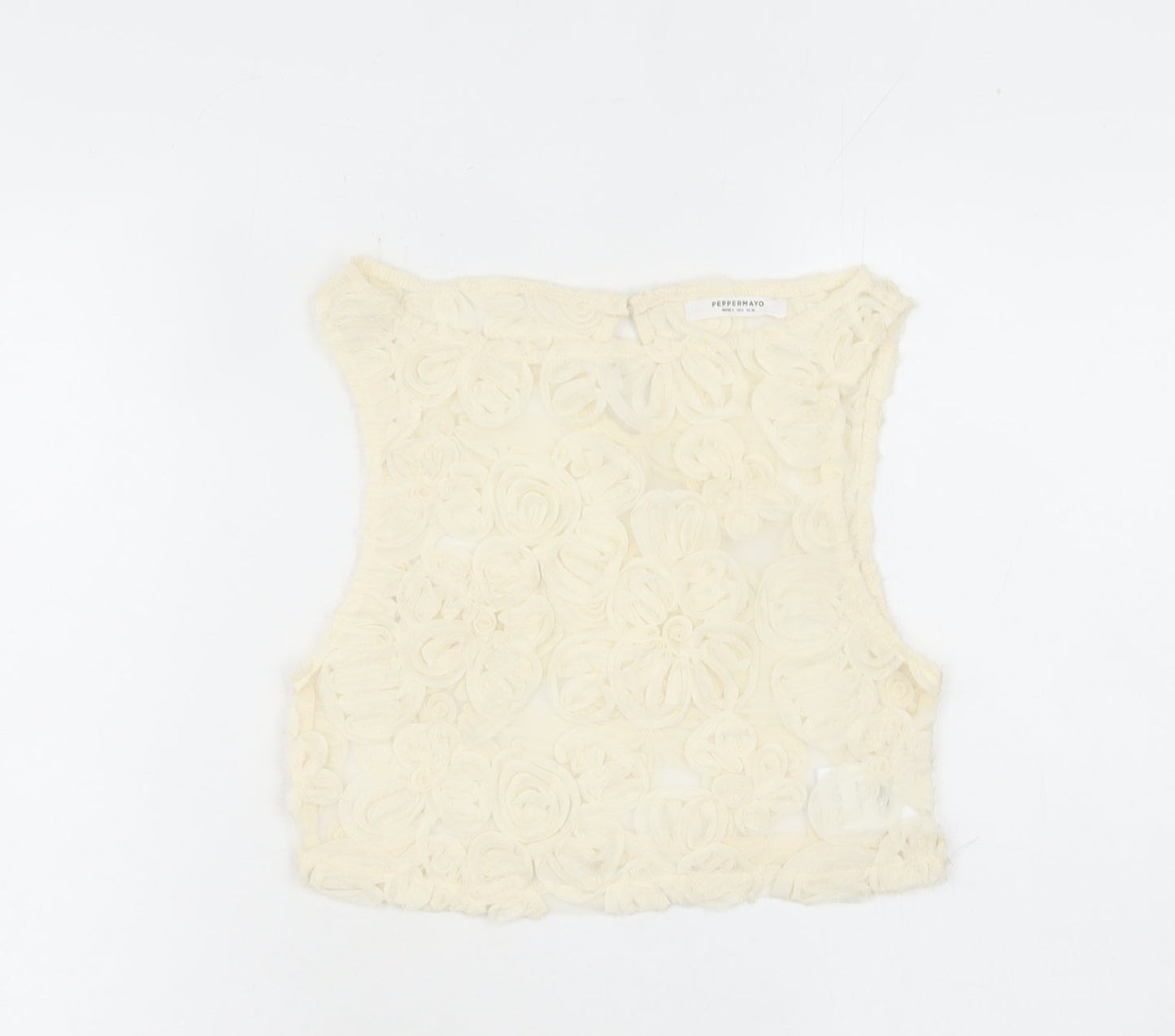 Peppermayo Women Ivory Floral Cropped Tank Top Size 4