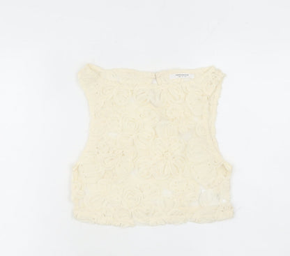 Peppermayo Women Ivory Floral Cropped Tank Top Size 4